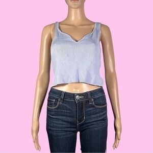 Almost Famous Light Purple/Blue Vneck Crop Top Size Large - "Hailey"